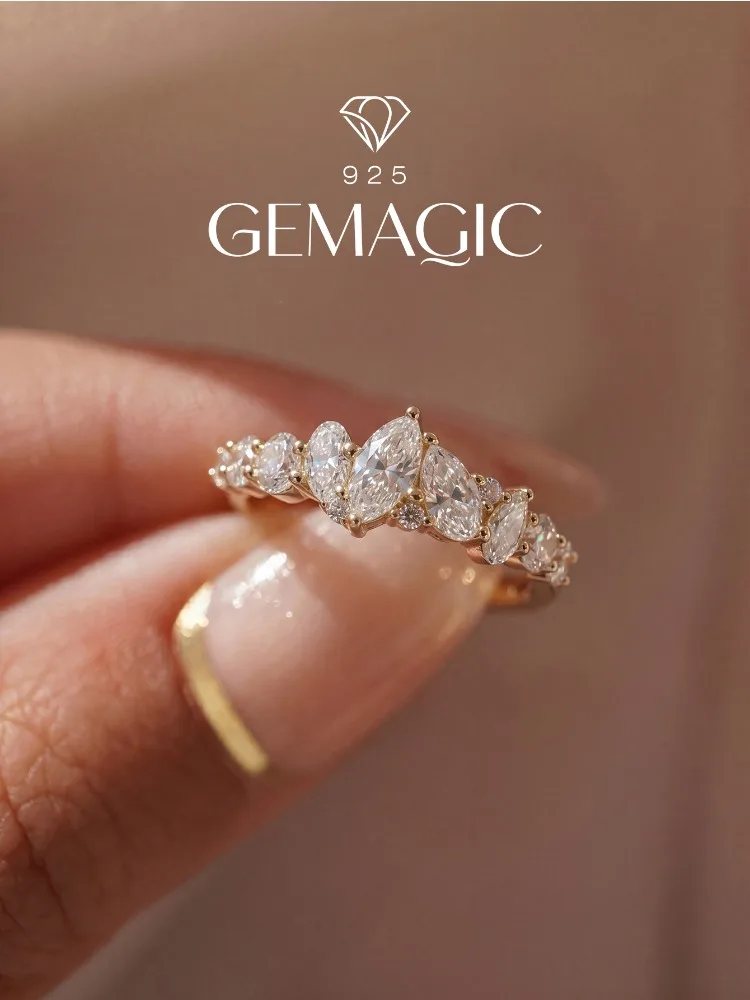 925 Sterling Silber Markise-Wassertropfen-Ring mit Zirkonia-Besatz für Damen, Verlobungs- und Hochzeitsring, Luxus-Schmuck von hoher Qualität – Detail 1