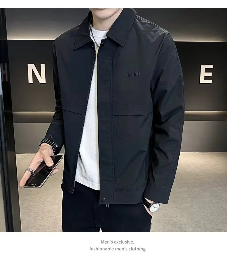 

Collared Jacket Autumn Wear Admin Style Light Casual Outerwear Men's Slim Fit Fashionable New 2025 Trendy Male Coat man clothes
