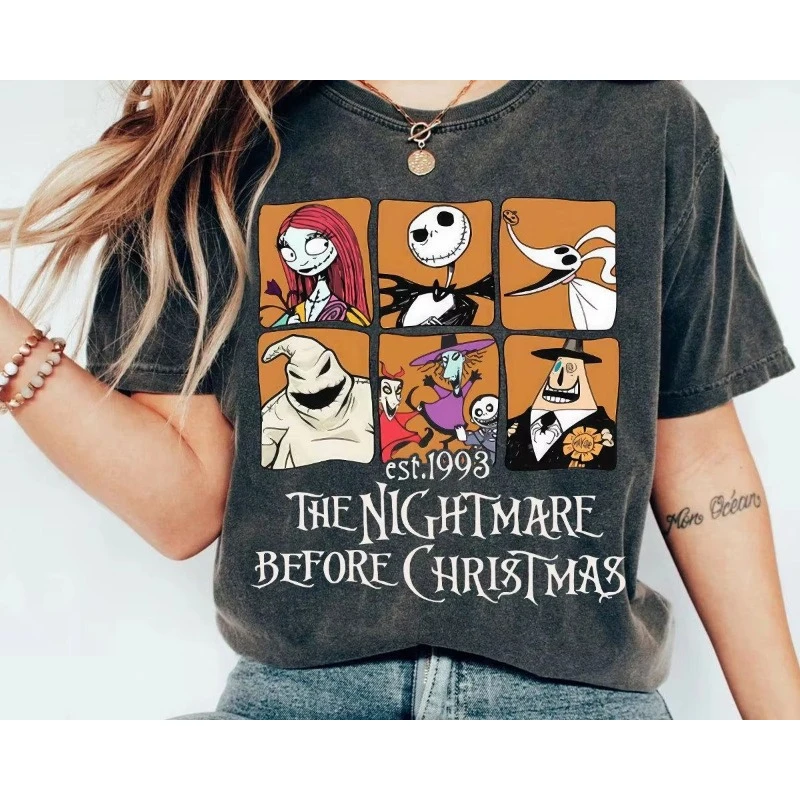Disney Vintage pesadilla antes de Navidad camisa Oogie Boogie Bash Jack Skellington Sally Lock Shock Barrel hombres mujeres camisa