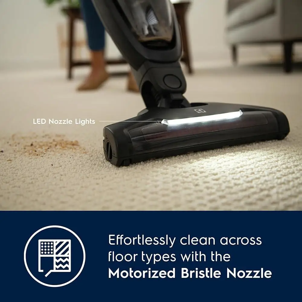 Cordless Vacuum Cleaner Lightweight Turbo Brushroll with LED Nozzle 5-Step Filtration 50mins Runtime Motorized Bristle Carpet
