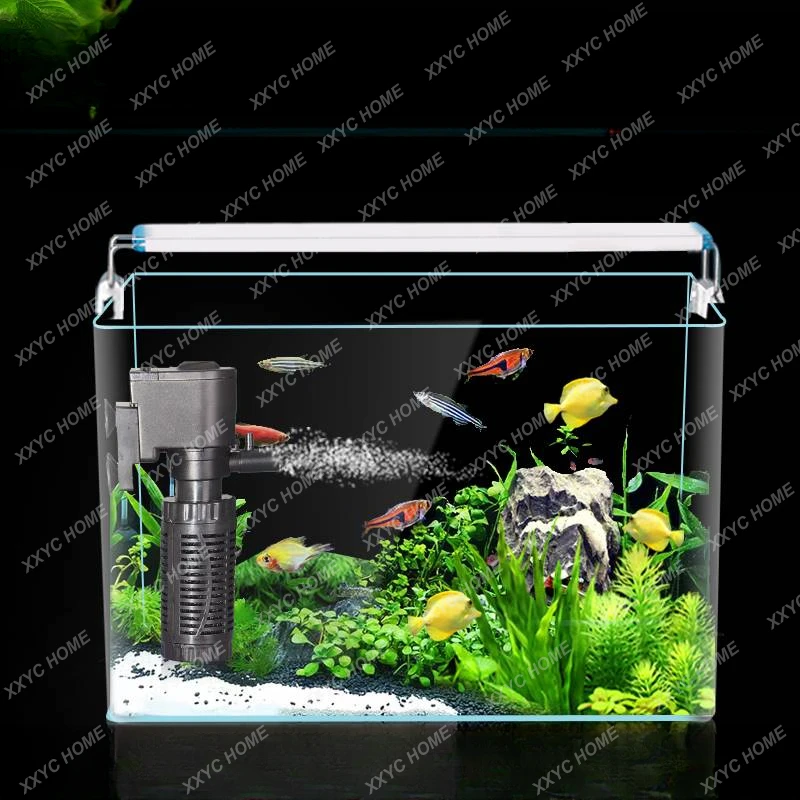 Small Glass Hot Bending Fish Tank Aquarium Tropical Fish Fish Globe Living Room Home Desktop Creativity Pack