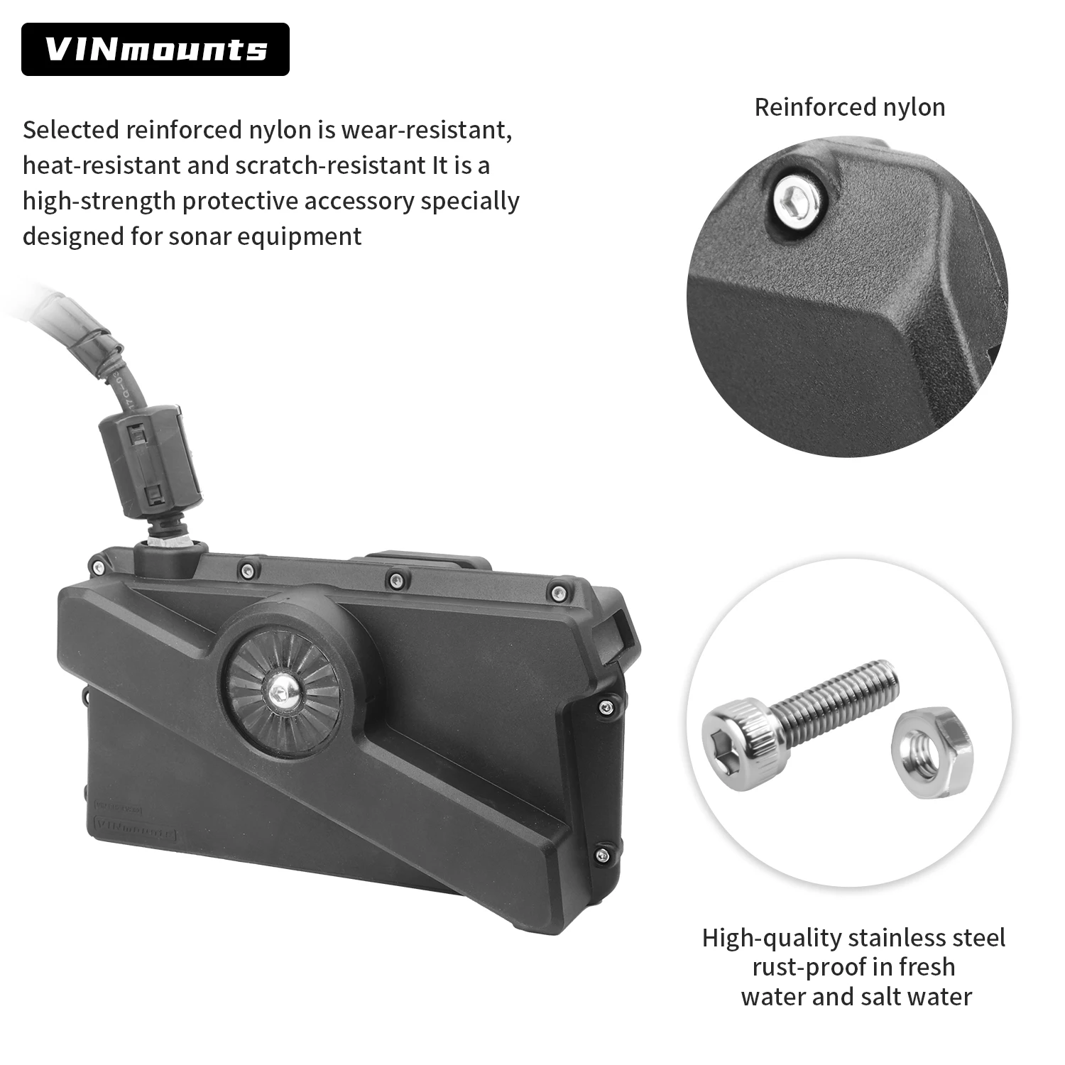 VINmounts Travel Transducer Cover for  Garmin LiveScope XR LVS62, 30% Glass Fiber Reinforced Sonar Protector, Impact Resistant