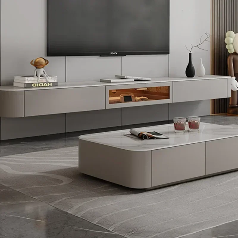 Luxury Floating Tv Stand Living Room Shelves Mirror Nordic Bedroom Tv Cabinet Salon Modern Archivadores Postmodern Furniture