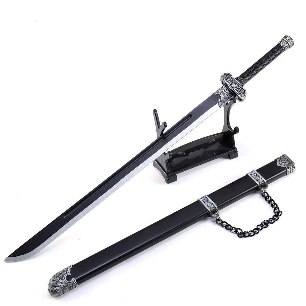 30 ซม.Time Raiders อาวุธจีนโบราณสีดําทองโบราณมีด Zhangqiling เกม SAMURAI ดาบชุดของขวัญเด็ก