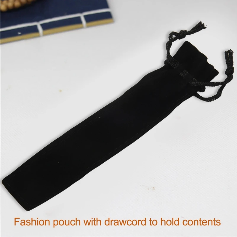 300 Pcs Black Velvet Pen Pouch Sleeve Holder Single Pen Bag Case Pencil Bag