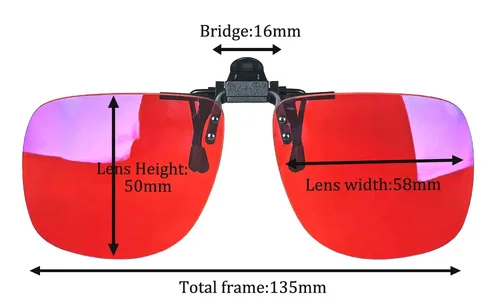 Imagen 2 del producto Clip de lente roja de forma cuadrada de gran tamaño para dormir, lente naranja, lentes de conducción amarillas, gafas de sol polarizadas negras con Clip