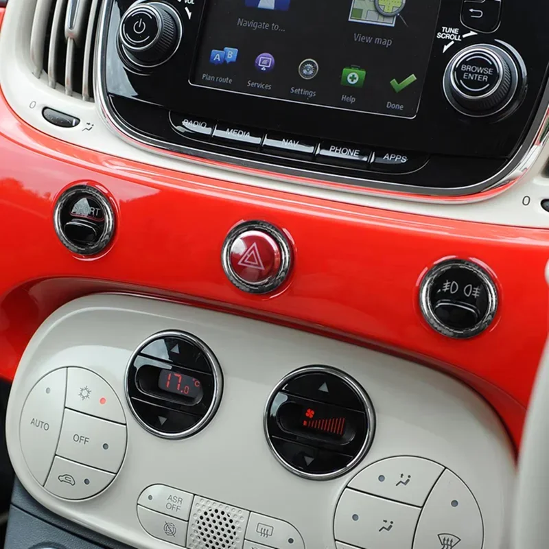 

For Fiat 500 2008+ Abarth 595 695 2012+ Real Dry Carbon Fiber Interior Dashboard Instrument Panel Switch Button Cover Ring Trim