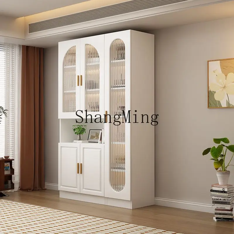 

ZYY household solid wood living room multi-layer storage function tempered glass door storage cabinet