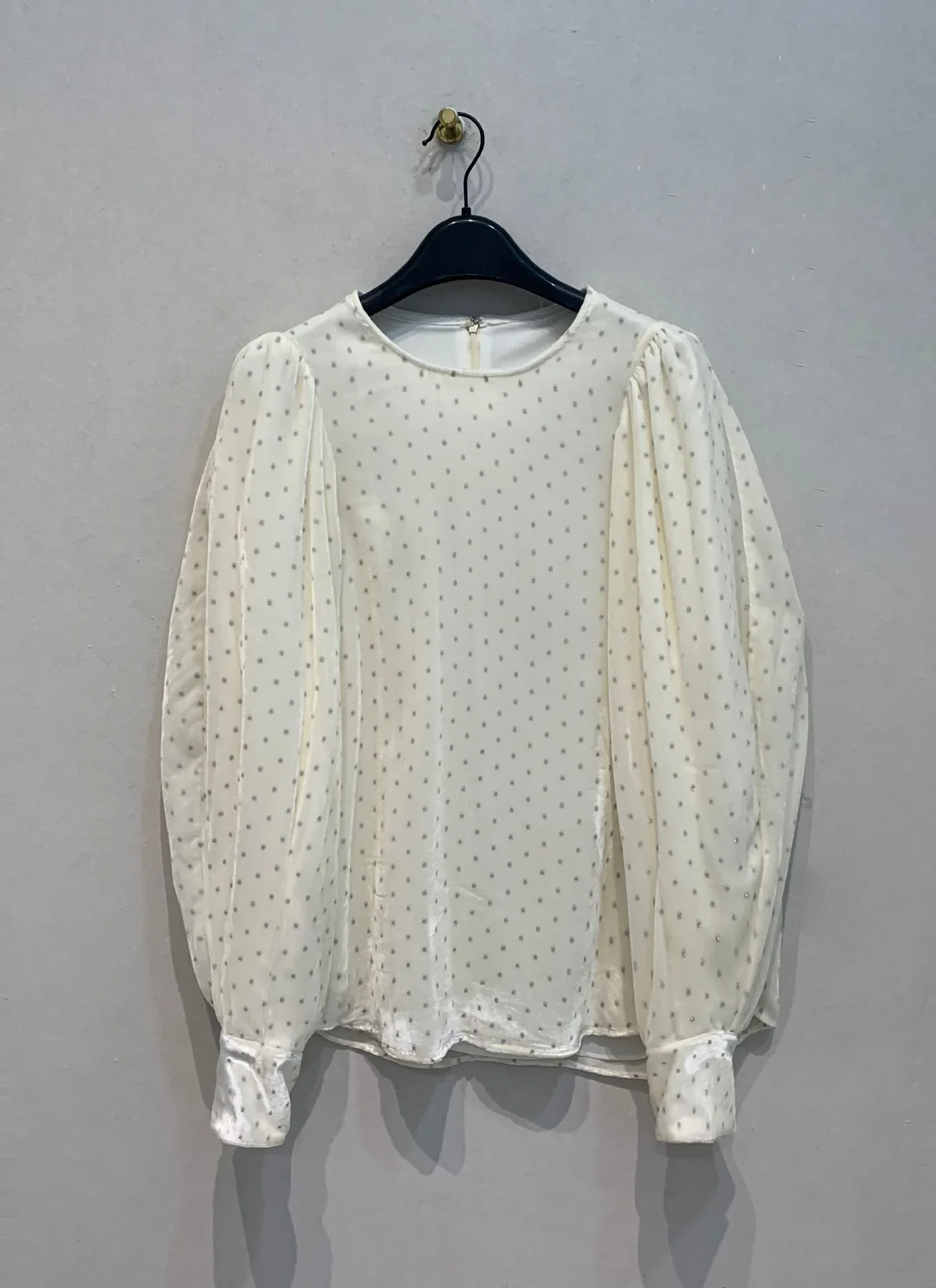 

Velvet Polka Dot O Neck Simple Casual Blusas Fashion Elegant French Mujer Japan Minority Loose Vintage Slim Fresh Shirt