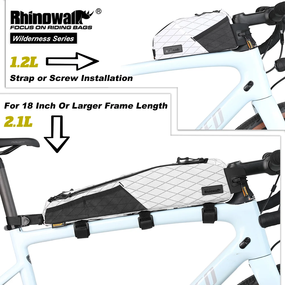 Rhinowalk Bike Top Tube Bag 1.2L/2.1L Water-Resistant Cycling Storage Luggage For MTB&Road Bike Packing Fit Larger Frame Length