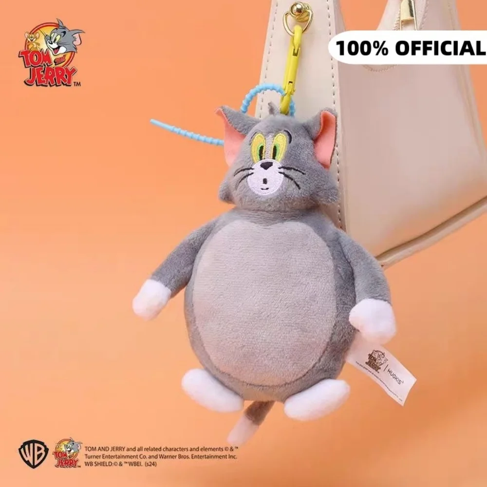 Muñeco de peluche de Anime genuino Tom y Jerry, llavero de peluches Kawaii con punta, mochila de dibujos animados, decoración, muñecas, juguetes, regalos de cumpleaños para niñas