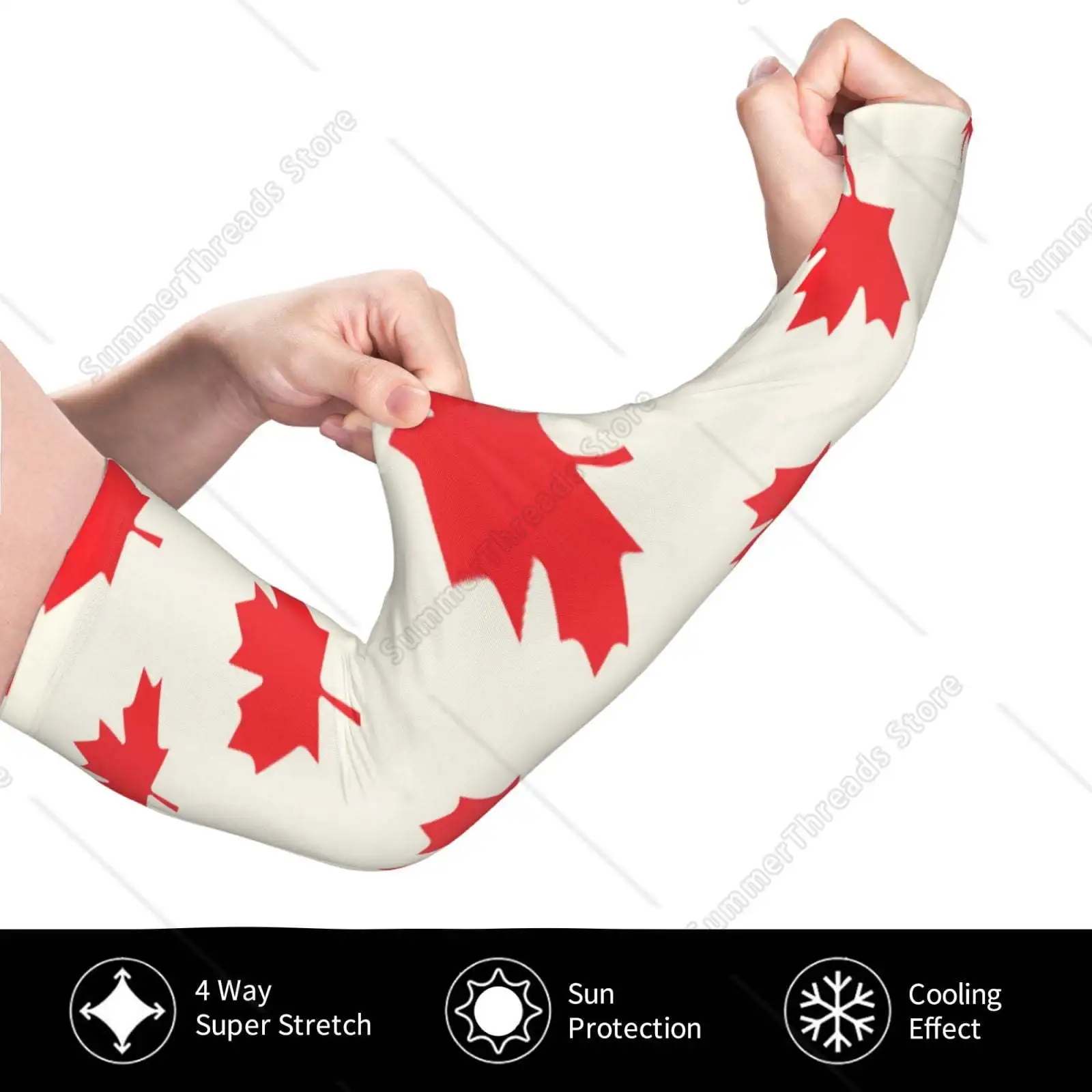 ปลอกแขนระบายความร้อน Happy Canada Day สําหรับผู้ชาย ปลอกแขน ปลอกป้องกันแสงแดด UV เพื่อปกปิดด้วยซิลิโคนกันลื่น