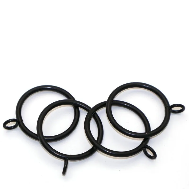 9 pcs 45mm Curtain Rings with Holes, Black Iron Material for Living Room Window Curtain, Multipurpose