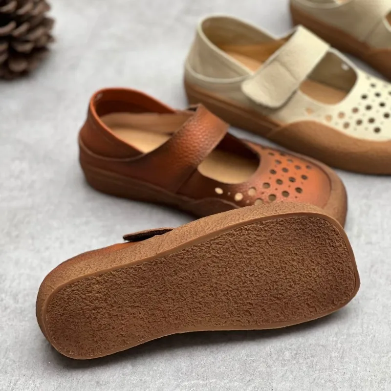 GKTINOO Genuine Leather Square Toe Women Shoes Soft Soles 2024 New Flats Mother Shoes Mary Jane Leisure Ladies Shoes Original