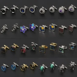 Luxury Mens Shirt Suit Cufflinks High Quality Classic Round Square Turtle Flower Anchor Cuff Button Wedding Party Gift Accessory