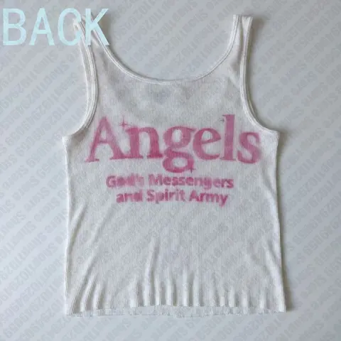 Aesthetic Letter Print Vintage Corset Punk Women Tank Top Grunge Goth Emo Girl Camisole Top Crop Top Baby Tees 2000s Y2k Clothes