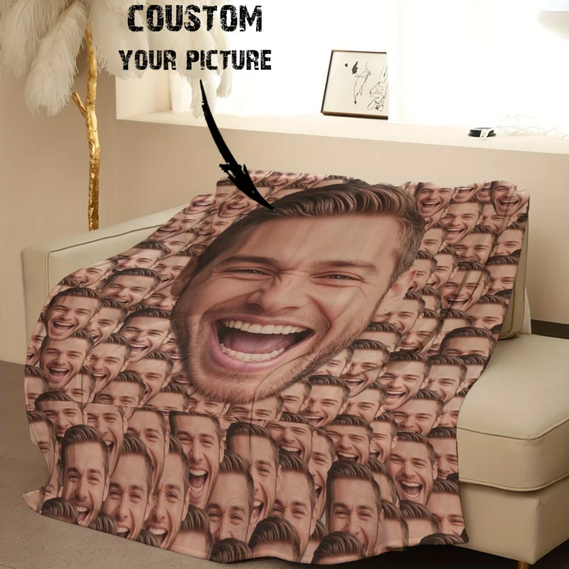 1pc customzied Flannel blanket Personalized Christmas gifts, comfortable blankets with customized photos Provide your photo