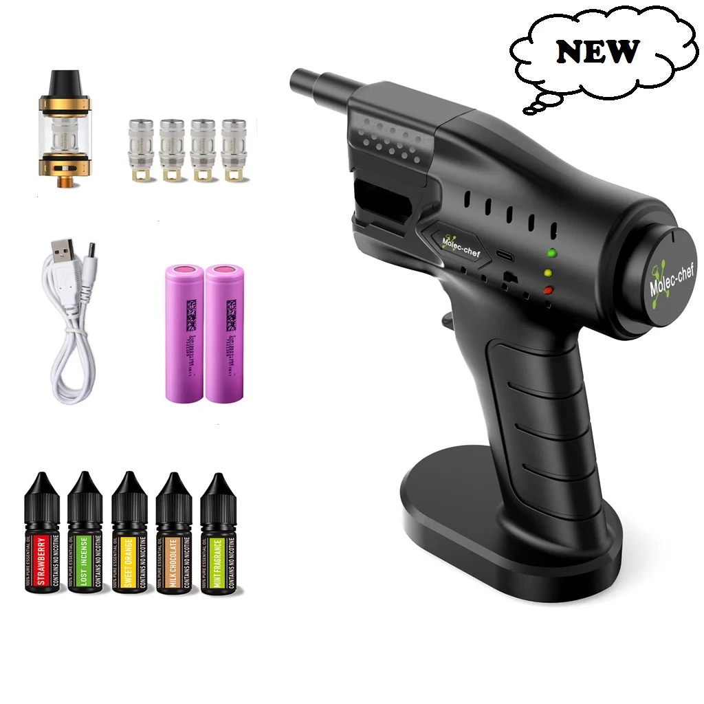 Adjustable Smoke Cocktail Bubble Gun with Flavor Blaster for Whiskey Beverage Steak Fish Food in Hotel or Bar Accessories