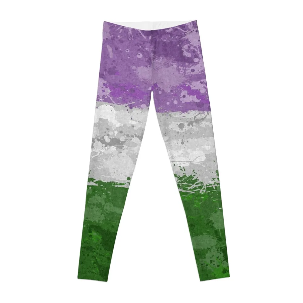 

Abstract Paint Splatter Genderqueer Pride Flag Pattern Leggings sports for gym Jogger pants Womens Leggings