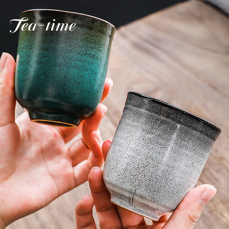 200ml Japanese Retro Ceramic Espresso Cup Creative Gradient Color Pottey Water Cup Large-capacity Tea Cup Kiln Change Master Cup