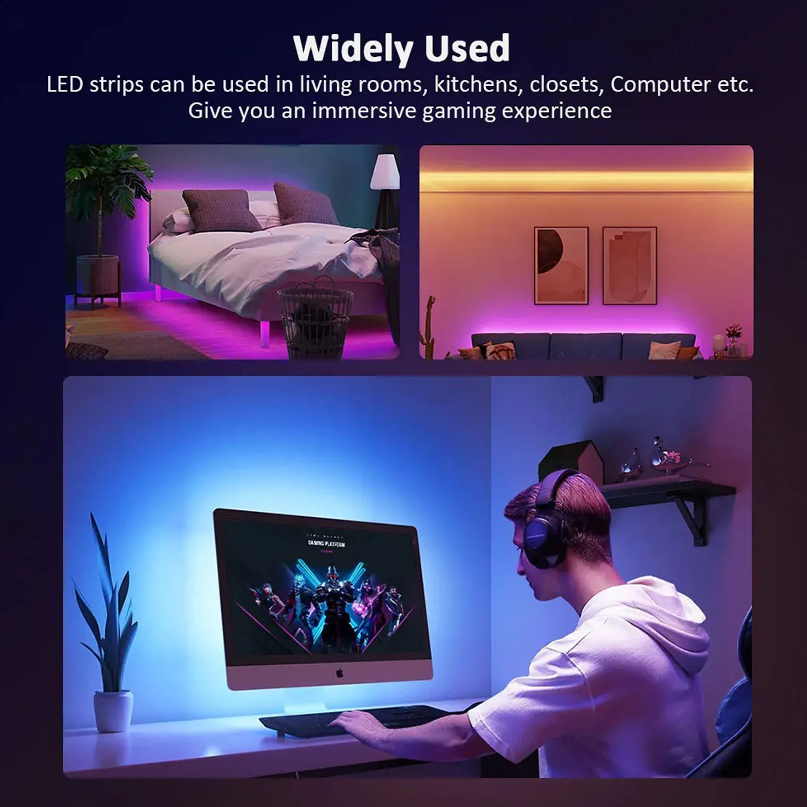 1pcs Led Strip Lights USB RGB 5050 LED Light Strip 1M-30M Music Sync App Control Luces Led Flexible Lamp for Room Decor TV