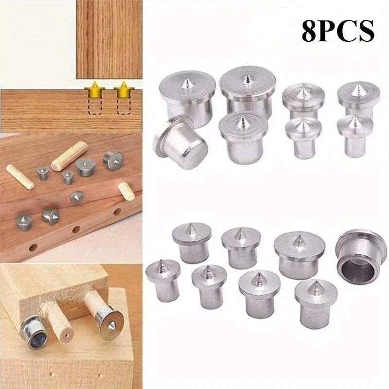 8Pcs 6-12mm Dowel Tenon Center Point Set Woodworking Alignment Pin Joint Locator Dowelling Hole Marker Tool for Wood Timber