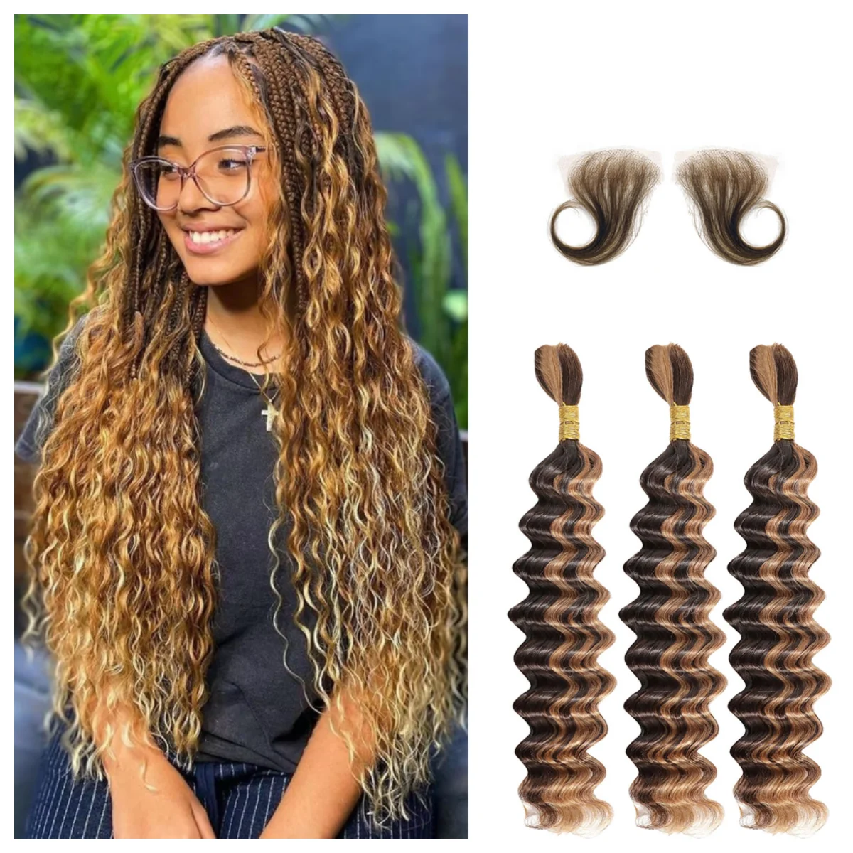 Deep Wave Bulk P4/27 human Bundles  Hair 100 percent Human Hair Unprocessed Brazilian Virgin Hair for Human Hair Extensions