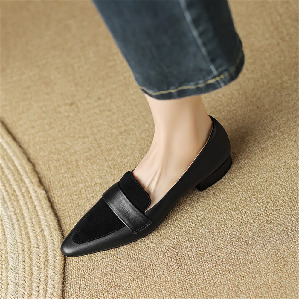 FEDONAS Low Heels Women Pumps Pointed Toe Concise Office Lady Working Shoes Woman Genuine Leather Pumps Basic Spring Summer 2024