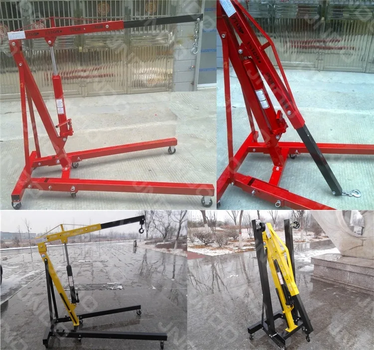 رافعة رافعة محرك هيدروليكية قابلة للطي عالية المتانة 2 طن مع سلك حبل حبال عجلات شهادة CE لمتجر السيارات