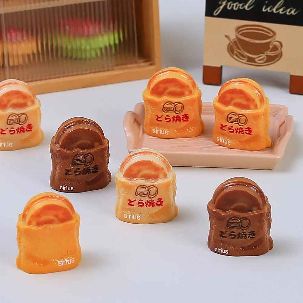 10pcs  Cute Dorayaki Resin Cabochon Miniature Accessories Diy Scrapbooking Craft Material Charms Dollhouse