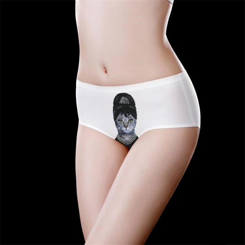 High Quality Print Cartoon Cat Briefs Sexy Underwear Women Panties Hip Wrap Underpants Breathable Intimate Lingerie Girls Panty