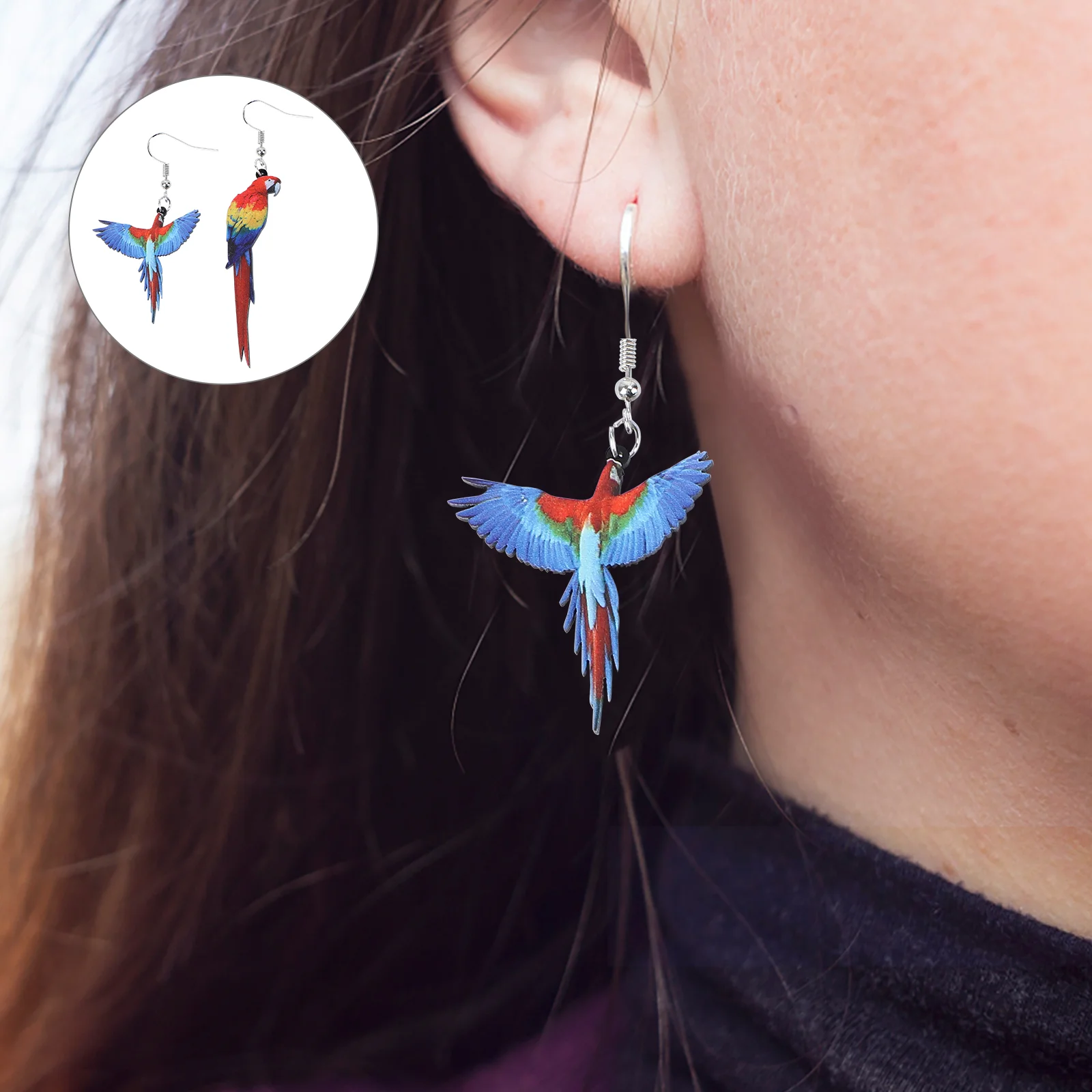 2 Pairs Fashion Bird Jewelry Earrings Women's Birds Charm Acrylic Hummingbird Girl Decor