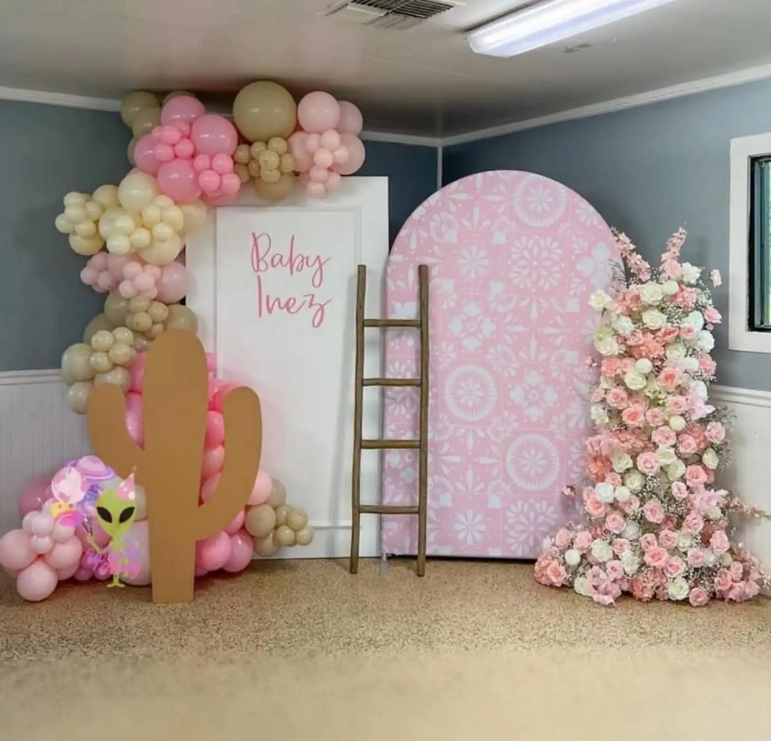 Mehofond Custom 2-Sided Pink Floral Cielito Lindo Birthday Party Baby Shower Wedding Cover Chiara Arch Background Decor Backdrop