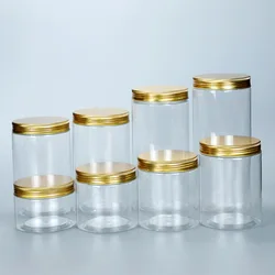 93-630ml Clear Aluminum Cap Storage Jars Round Wide Mouth Plastic Sealed Can Container Cookie Candy Kitchen Grain Storage Bottle