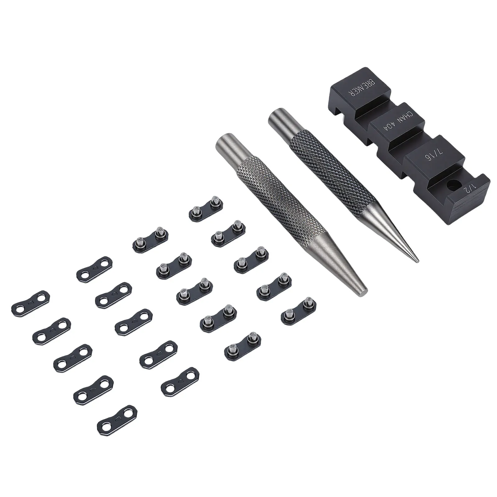 Chainsaw Breaker Kit Chain Anvil and Punch Tool 10 Link Repair Preset Straps Compatible with 1/4 3/8 Inch 325 404 Pitch