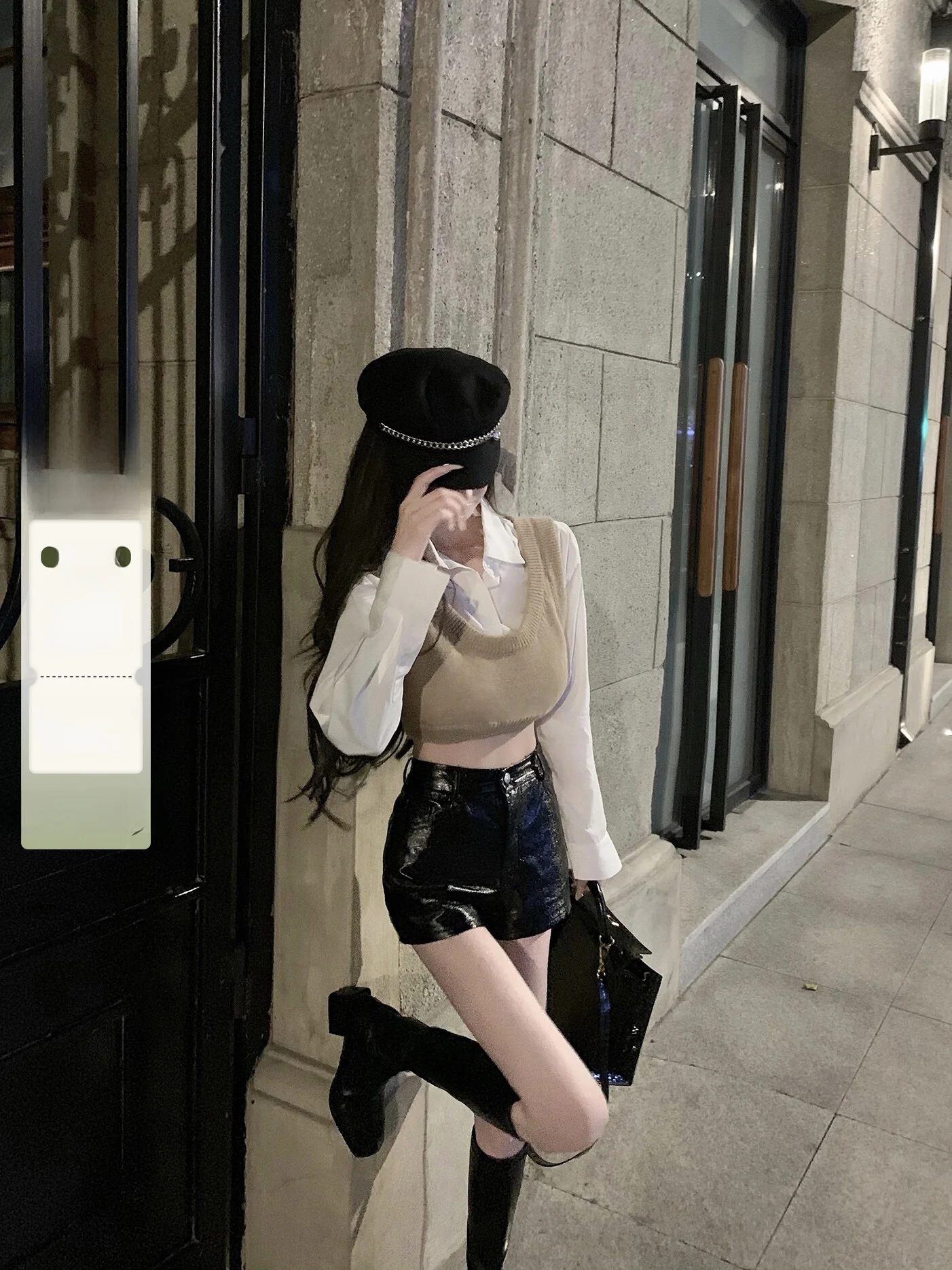 

Viola ort Knitted Vest Patchwork Preppy Sle Anti-Aging B-Sle Fake Two-Piece irt Korean Commute Sle Collar Long...