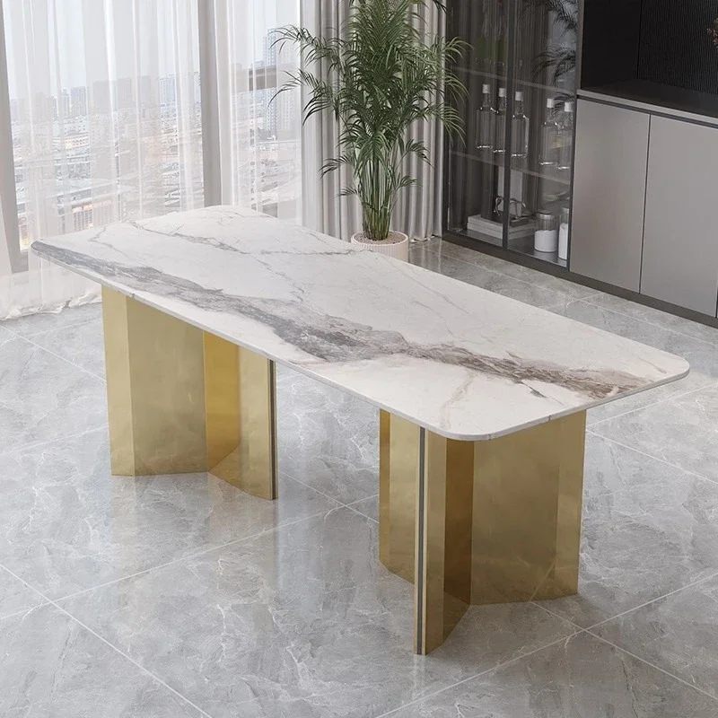 Мраморный обеденный стол, штатив, кронштейн для ножек из нержавеющей стали, каменная плита, большая доска, опорные ножки для чая, кофе, основание стола