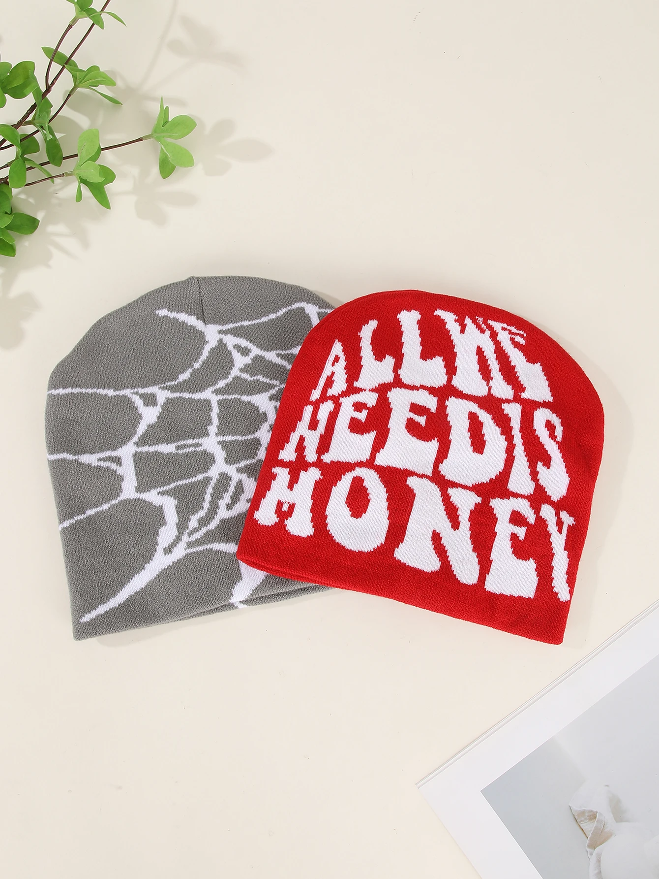 2pcs all-match trend personality spider web fashion autumn and winter warm knit hat suitable for going out and daily wear hats