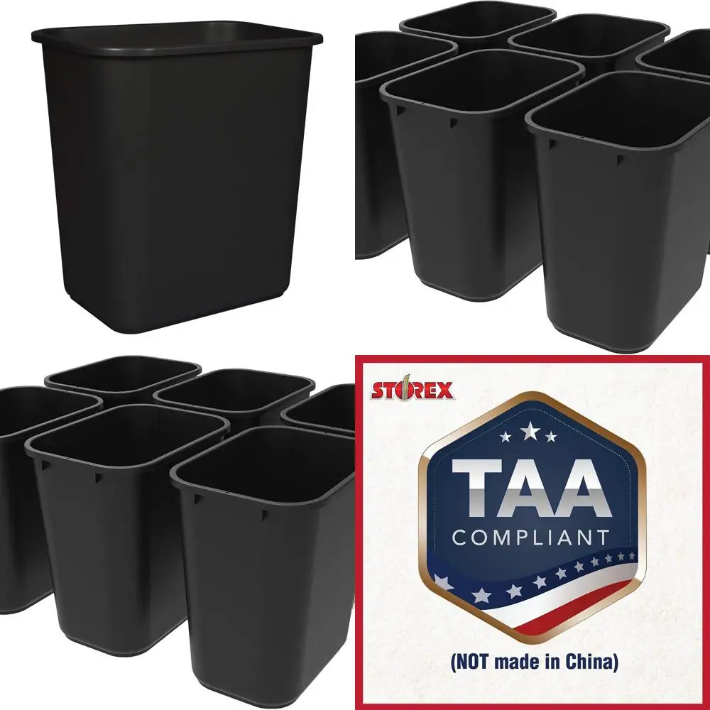 

Black Medium-Size Waste Bin, 15 x 10.5 x 15, Pack of 6 (STX00710U06C)
