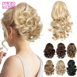 Krótkie, kręcone sznurki włosy w koński ogon przedłużane syntetyczne doczepy do włosów włosy w koński ogon elementy dla kobiet