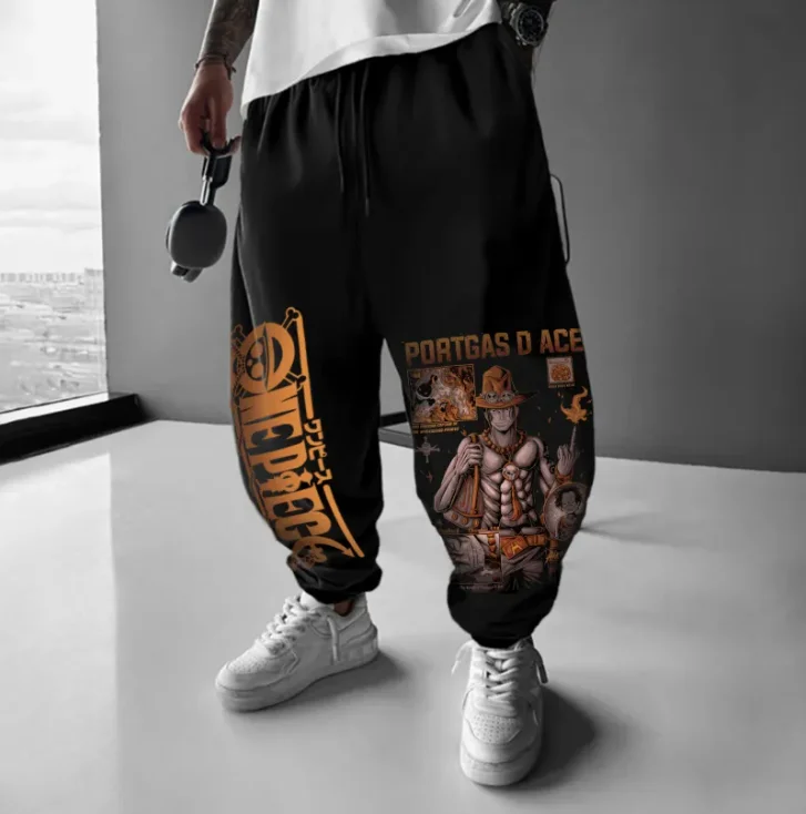 Długie spodnie z nadrukiem postaci z One Piece są wygodne i luźne. Długie spodnie z polaru na jesień i zimę są sportowe i codzienne.