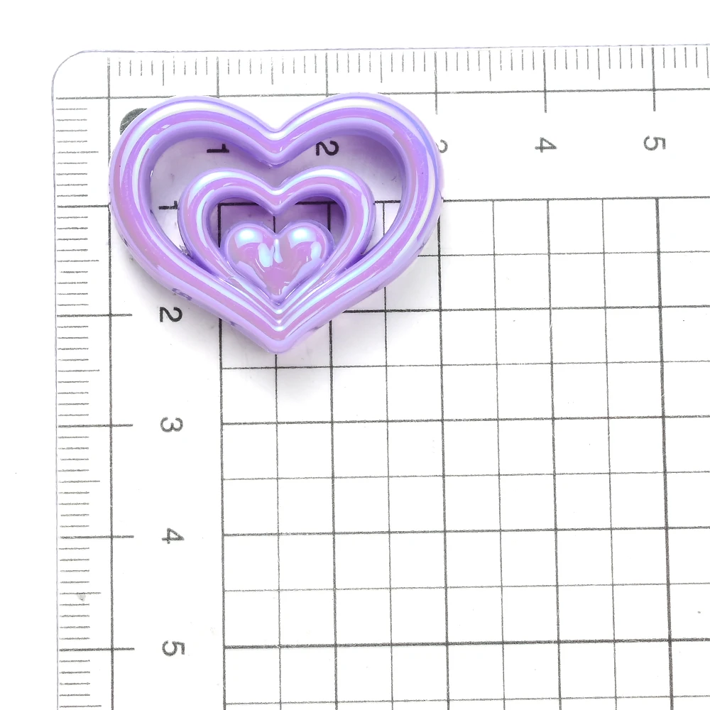 10Pcs Hollow Three Floors Love Heart Beads Focal Beads Diy Supplies for Pens Jewelry Making Hairpin Handmade Diy Accessories