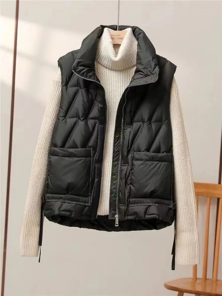 Autumn and Winter New Sleeveless Vest Down Jacket Women 90% White Duck Down Fashion Casual 2024 Women Vest Jacket Coat