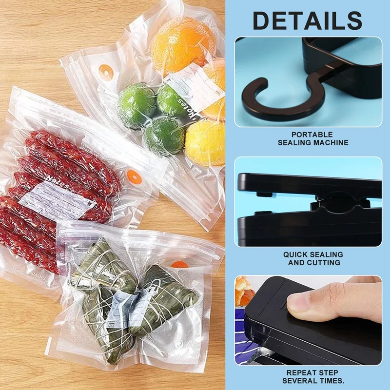 Mini-Beutel versiegelung, hand gehaltene Wärme vakuum ier geräte, 2-in-1-Heißsiegel und Cutter-Versiegelung für Plastiktüten-Chip beutel
