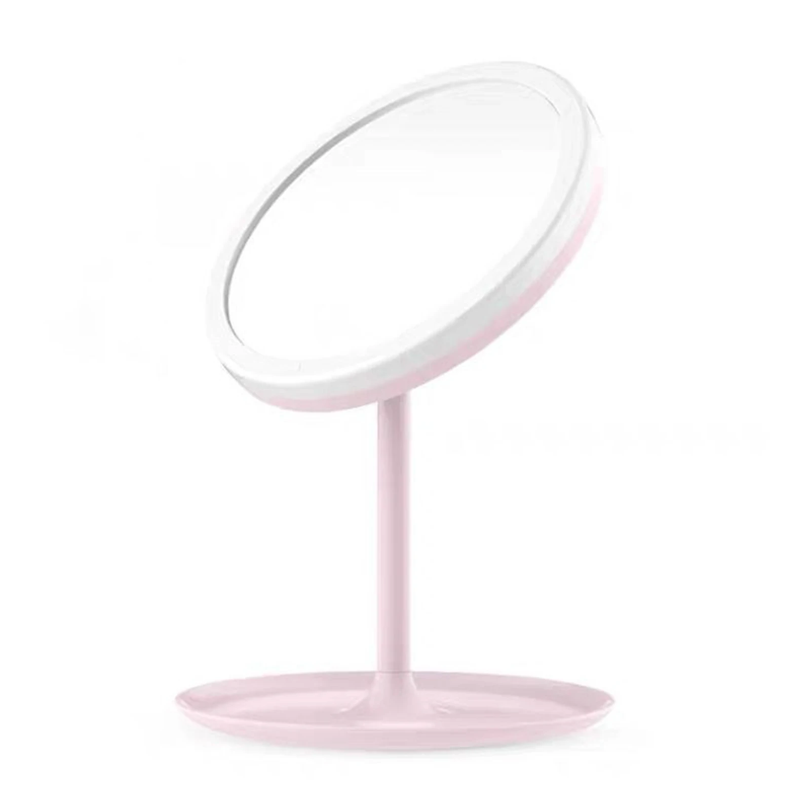 Miroir de maquillage LED avec lampe de rangement, miroir cosmétique rotatif de bureau, variateur de lumière réglable, miroir de courtoisie USB