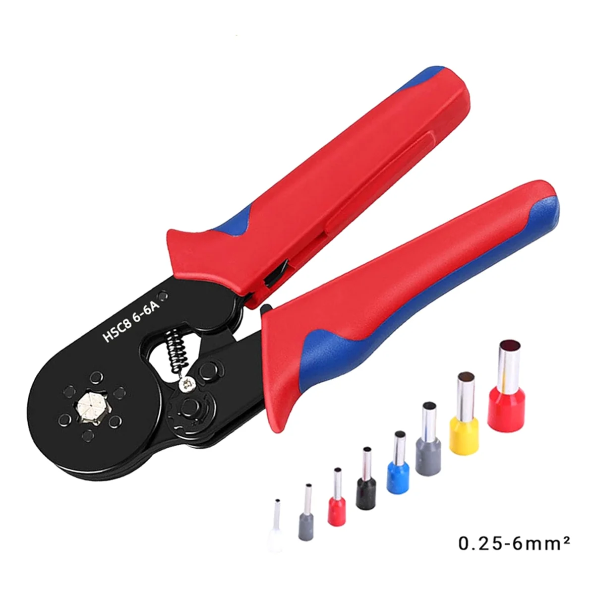 HSC8 Cable Wire Crimper Crimping Tool Plier Set 6-4/6A 23-7AWG Self 1200Pcs Cord End Bootlace Ferrules Terminals Kit