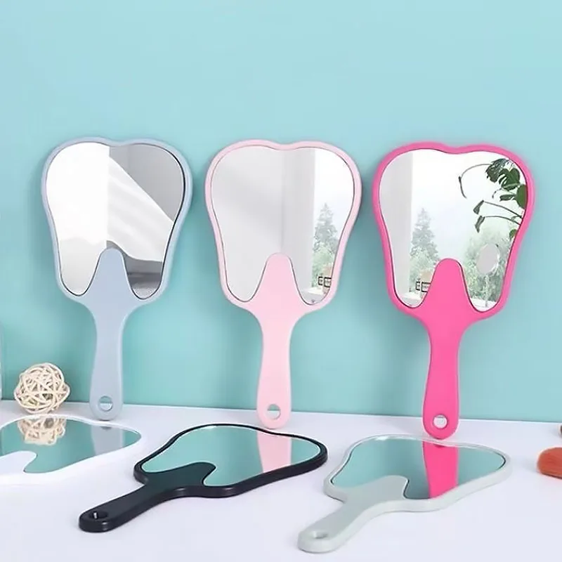 新しいハンドミラー 携帯用化粧鏡 かわいい化粧歯型ハンドミラー ギフト HUAZJ10