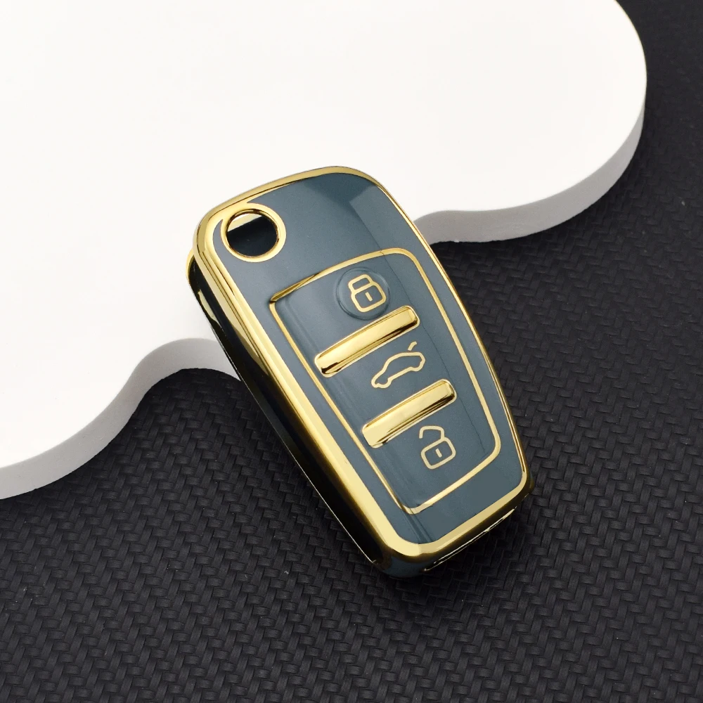 مجموعة غطاء مفتاح السيارة من البولي يوريثان مع حلقة رئيسية لأودي A1 A3 A4 A5 A6 A7 Q3 Q5 Q7 TT S3 S4 S6 RS3 ملحقات واقية مضادة للخدش