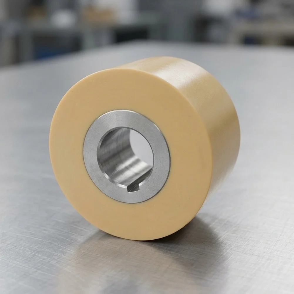Replacement Roller for Wood Milling Feed Systems Designed for Seamless Integration with Existing Round Shaft Mounting