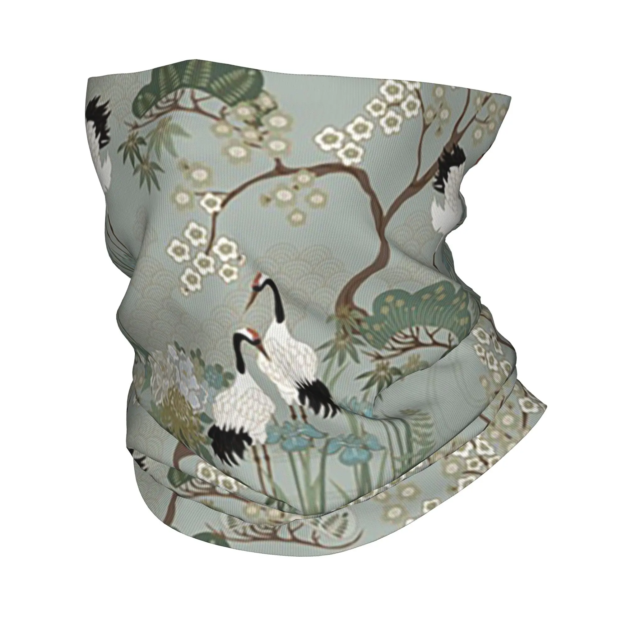 Japanese Garden Cranes Design Bandana Neck Cover Printed Wrap Scarf Warm Cycling Scarf Outdoor Sports Unisex Adult